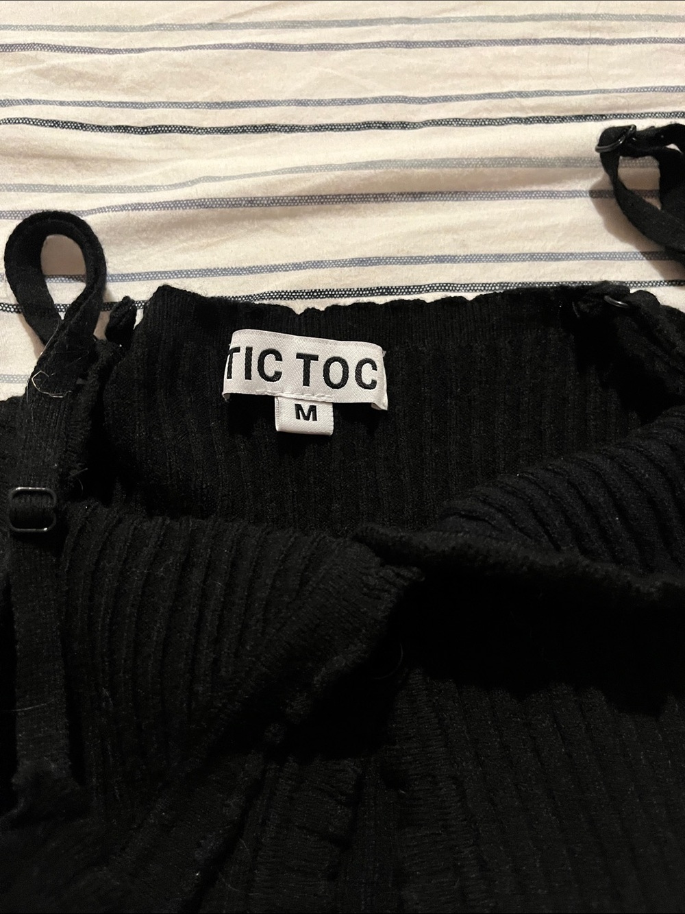 t/o Black Ribbed Button-Front Cami - Picture 2 of 3